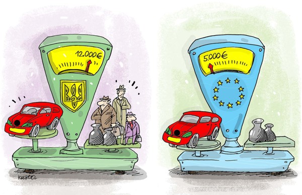 Украинцы переплачивают более 100% за иномарки. За Шкоду Октавию немец заплатит 5000 евро, француз - 6100 евро, а украинец -  11160 евро